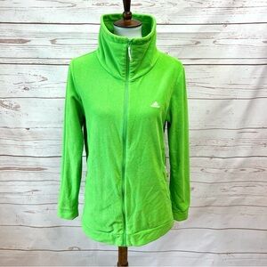 Adidas Neon Lime Green Funnel Neck Full Zip Fleece Track Jacket